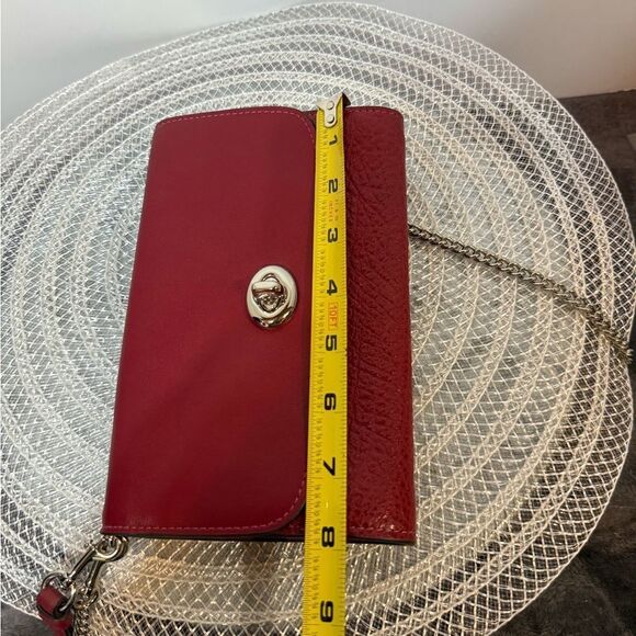 Coach Leather Chain Crossbody in Cherry Red/Silver NWT - Picture 14 of 16